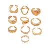 Wind Ladies Geometric Metal Ring Set Versatile Twisted Glossy Design Open Ring Premium Sense