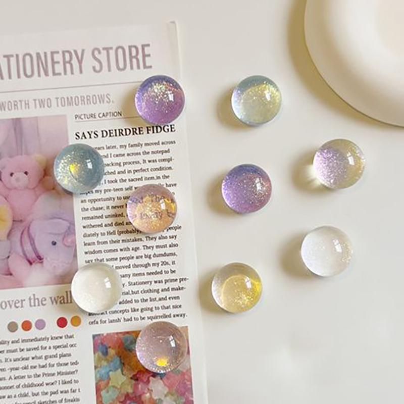 5/10pcs Cute Glitter Round Fridge Magnets Shiny Transparent Magnetic Stickers for Refrigerator Kitchen Home Decoration