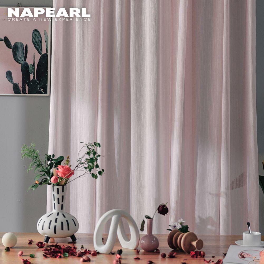 1PC NAPEARL Elegant Solid Color Soft Sheer Tulle Curtain Modern Textured Window Screening for Living Room Bedroom Home Decor