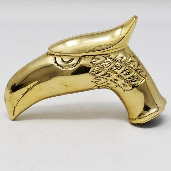Brass Cane Walking Stick Handle Eagle Head Cast Brass with Replacement Rubber Brass On the Exterior Connecting Rod