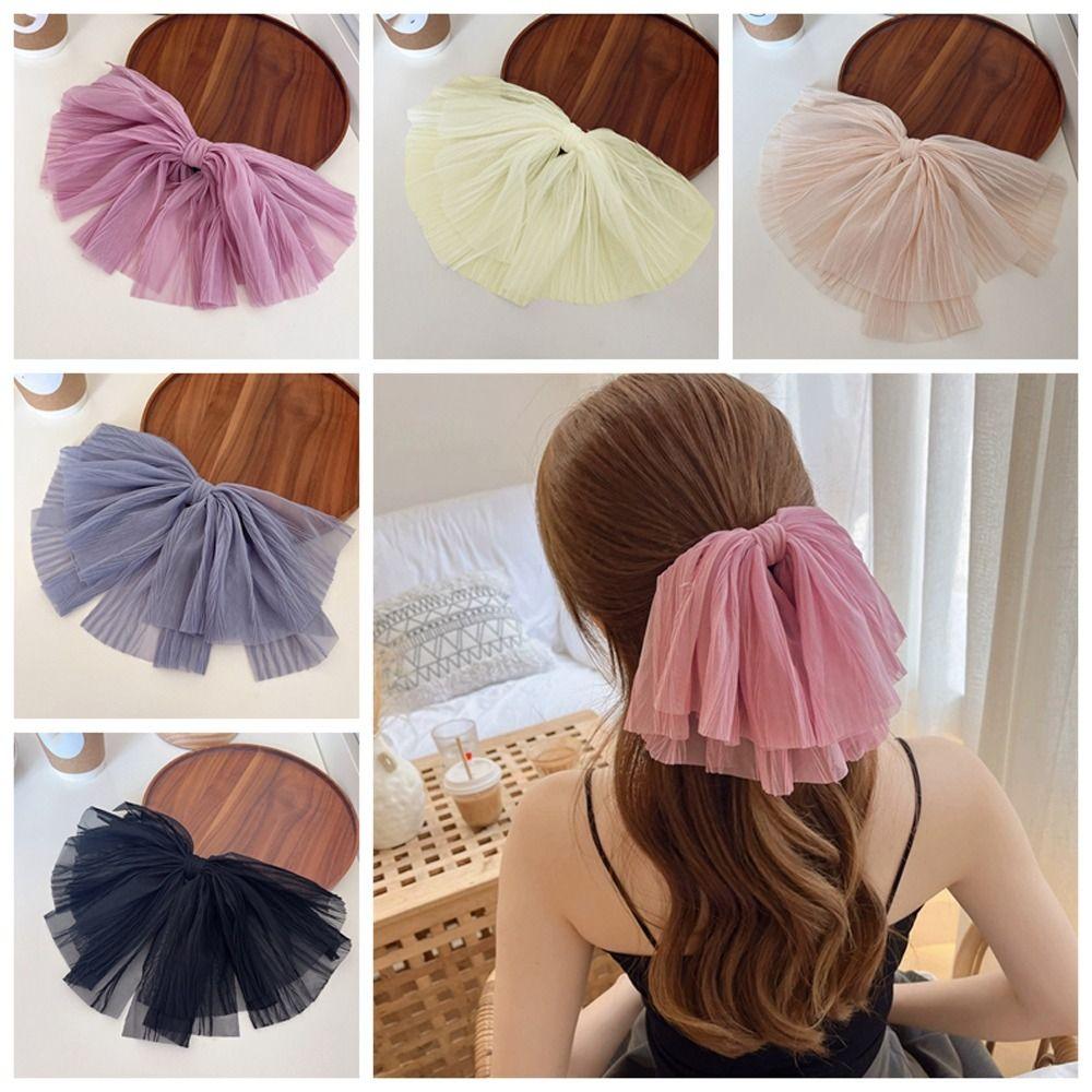 

Ribbon Chiffon Bow Spring Clip Multi-Layer Mesh Hairpins Elengant Bowknot Hair Clip Outdoor