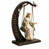 2D Flat Wooden Cradle Swing Sculpture Tabletop Decor for Home Shelf