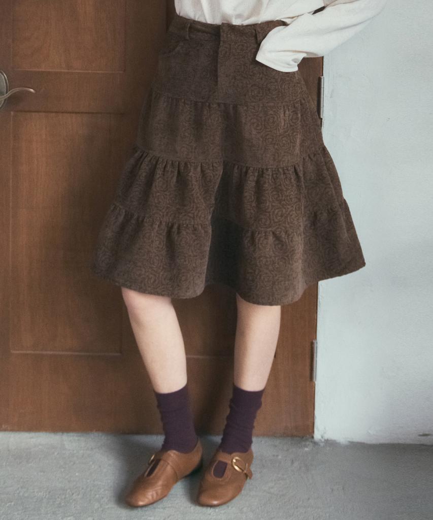 Aueonoseuteljia Rosy Corduroy Cancan Skirt_Brown(O25-Sk18)