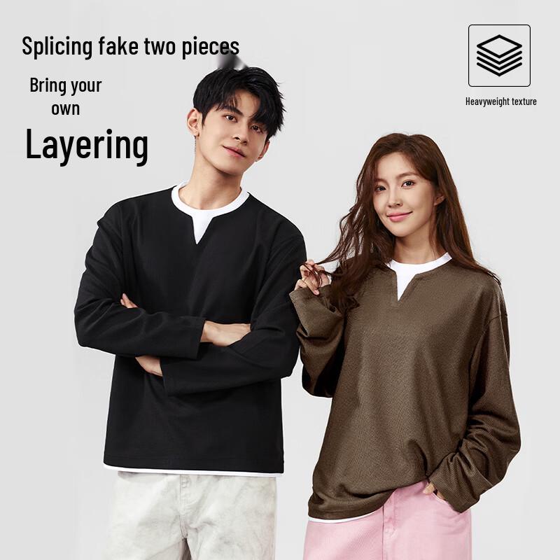 Baleno Men's Waffle Knit Long-Sleeve Faux Two-Piece Shirt