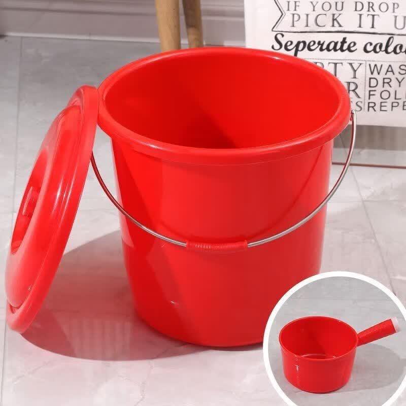 Si Gang 20L Red Plastic Bucket with Lid