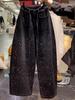 Amerikanische Stern Strass Funkel Denim Hose - Damen Weites Bein Bodenlang 2026 Frühling Sense Stil