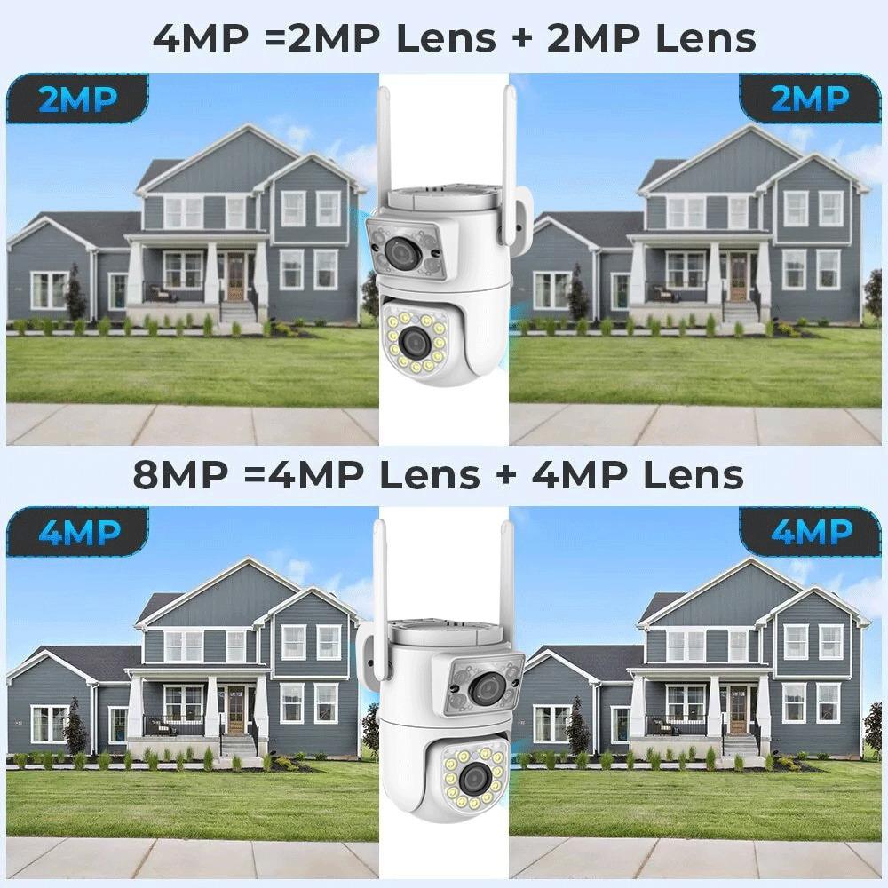 4K 8MP Dual-lens PTZ Wifi Tuya Smart Outdoor Home Security Dual Screen Camera HD Night Vision CCTV Video Surveillance