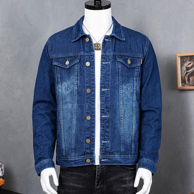 Denim Jacket Men's Casual Youth Large Size Denim Jacket Men's Jacket Work Wear Spring and Autumn Tops and Coats for Outer Wear