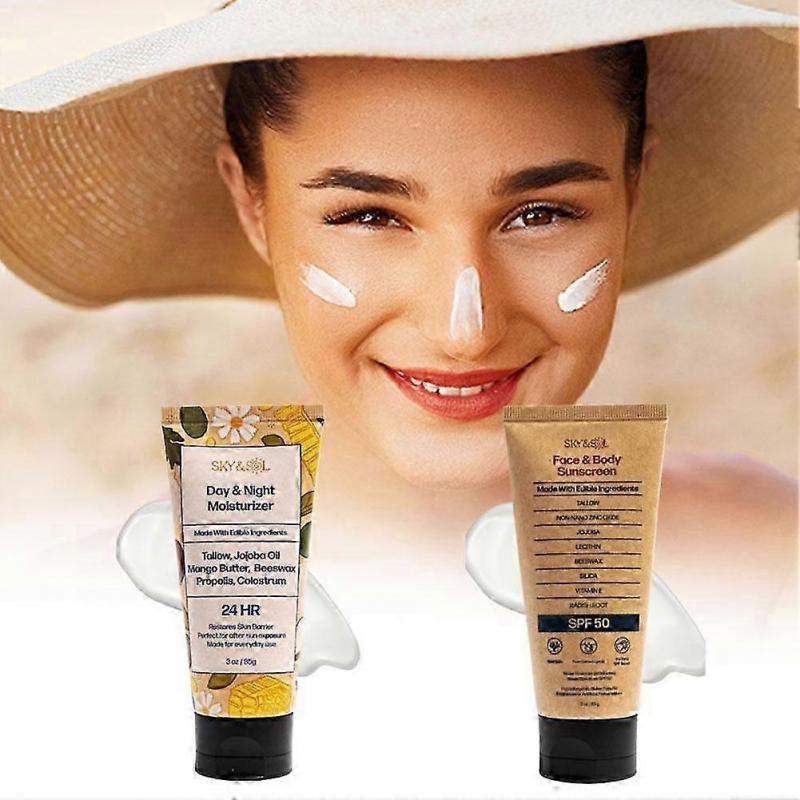 Natural Mineral Sunscreen SPF50+ with Beef Tallow for Sensitive Skin Waterproof Matte Finish 85g
