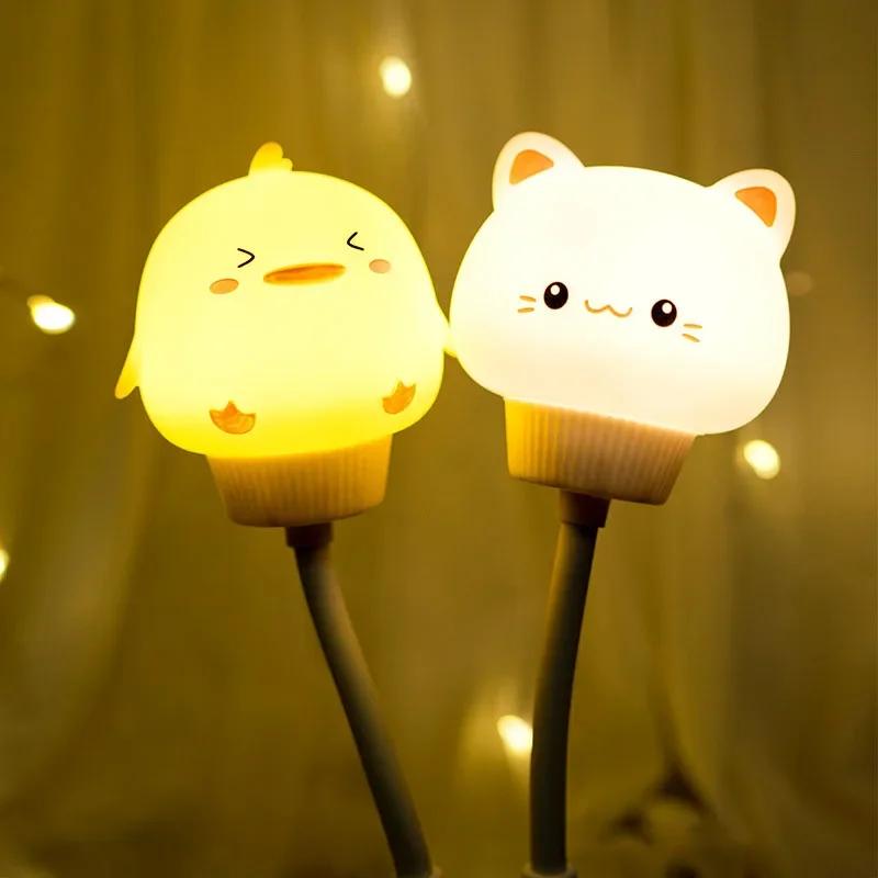 USB Night Light LED Cute Cartoon Night Lamp Bear Chick Kitten Remote Control for Baby Kid Bedroom Decoration Bedside Lamp