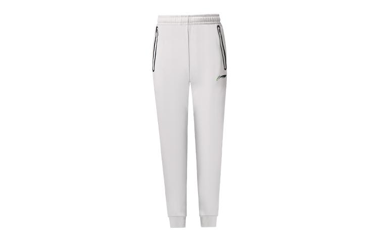 Li Ning Knitted Sweatpants Men s Water Mist Gray Moderate Cuffed Pants AKLS985-1 L