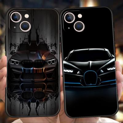 Fajne Sportowe Czarne Etui na Telefon Samochodowy do iPhone 16 15 14 13 12 Pro Max XR XS 11 7 8 Plus Odporne na Wstrząsy Silikonowe Miękkie Etui Capas
