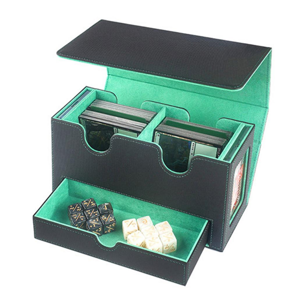 PU Leather Trading Card Deck Box Board Game Card Carrying Organizers Scratch Resistant Card Storage Case with Drawer