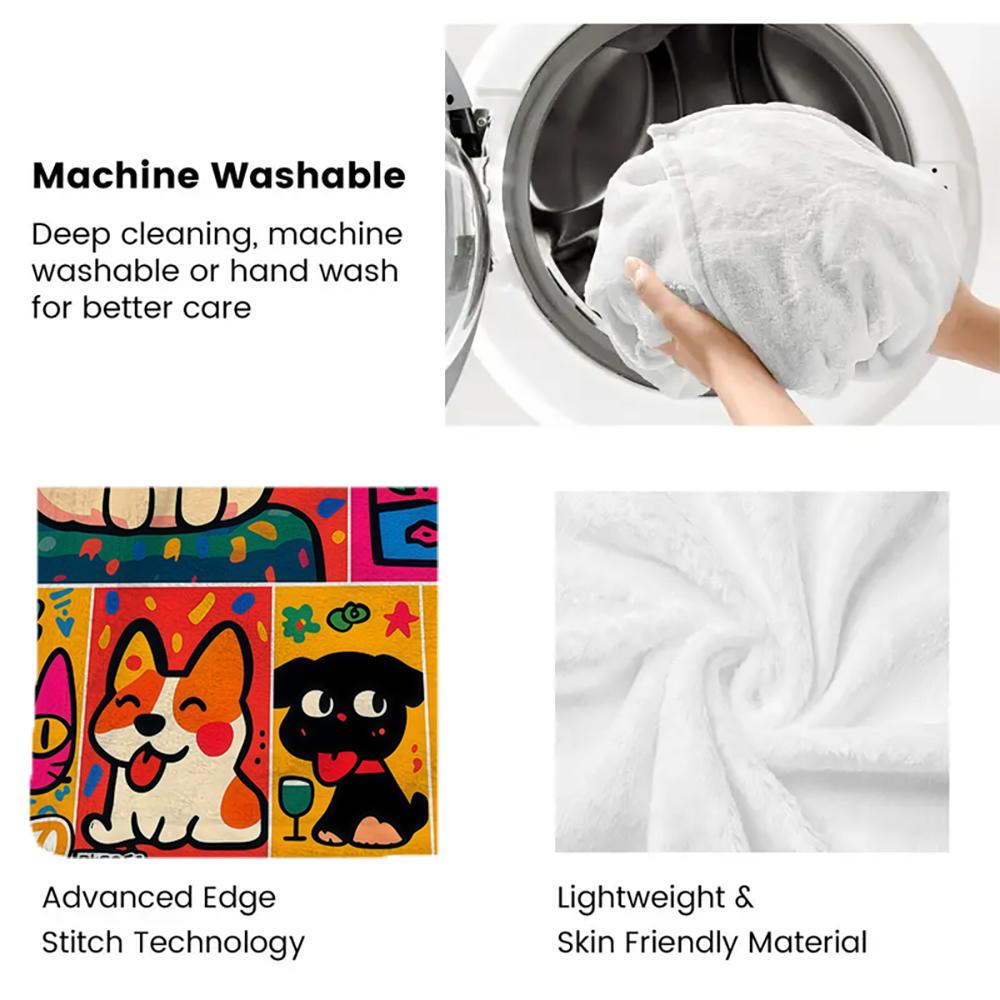 Animal Flannel Thin Blanket Blanket Picnic Bed Sofa Blankets Family Bedroom Children's Room Napping Blankets Fluffy