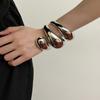 Exaggerated Geometric Smooth Bracelet Irregular Metal Heavy Cuff Bangle  Jewelry Gift