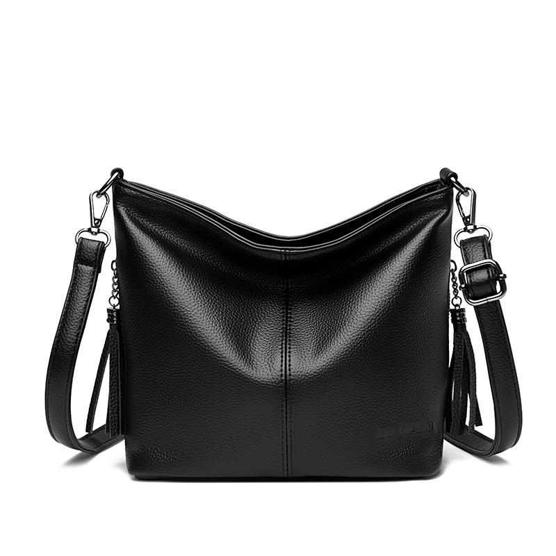 Сумка для мамы с бахромой, Одноплечная сумка кроссбоди, Сумка-ведро большой вместимости чёрный