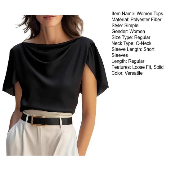 Women Tops Irregular Short Sleeve Regular Fit Shirt Pure Color Loose Fit Lightweight Shirt Work Parties Casual