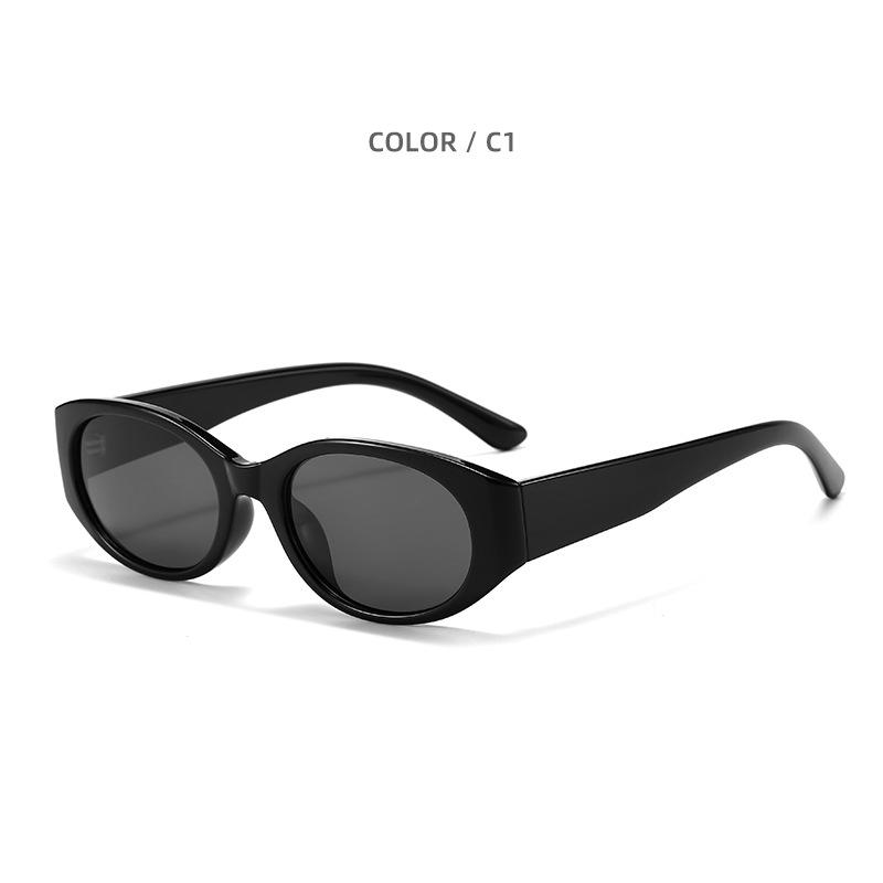 

European and American cat eye sunglasses women s high-end sense retro Hong Kong style oval line sunglasses small face Spice girl sunglasses