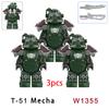 3pcs Military T51 Armor BOS Soldiers Mini Anime Action fallouts Figures Weapons Robot Kinghts Building Blocks Bricks Toys gifts