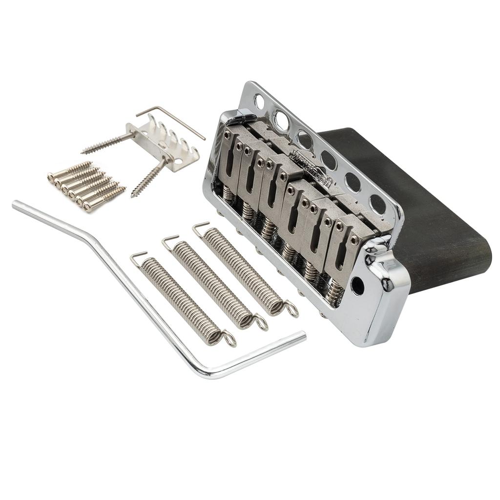 Wilkinson WVP6-SB 10.8mm 5+1 Hole Tremolo Bridge Unit with Stainless Steel Saddles and Full Steel Block for Imported/Japanese Strat Guitars, Chrome