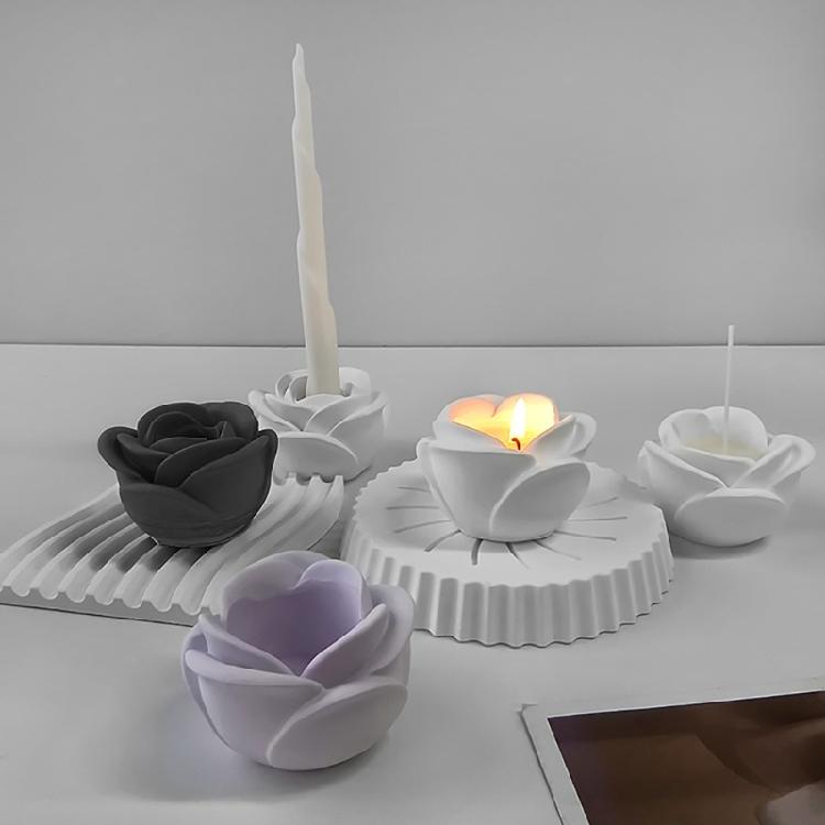 Crystal Flower Candle Holder Molds Candlestick Silicone Mold DIY Resin Casting