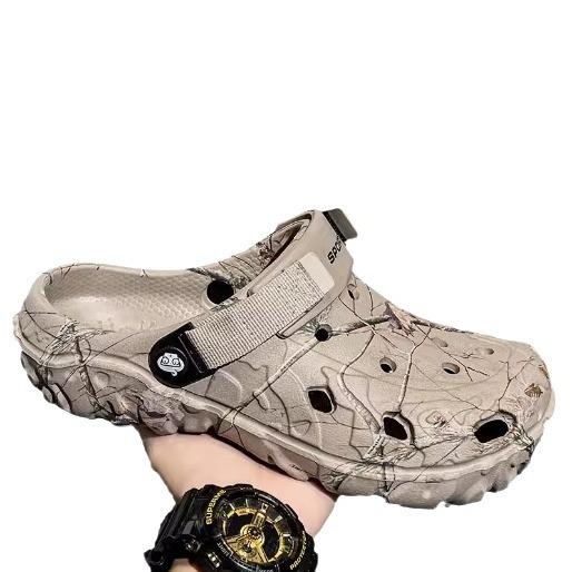 Internet Celebrity Hole Shoes Men's Summer Out Dual-purpose Non-slip Sports Bag Head Half Slippers Outdoor Stepping On Shit Feeling Beach Sandals