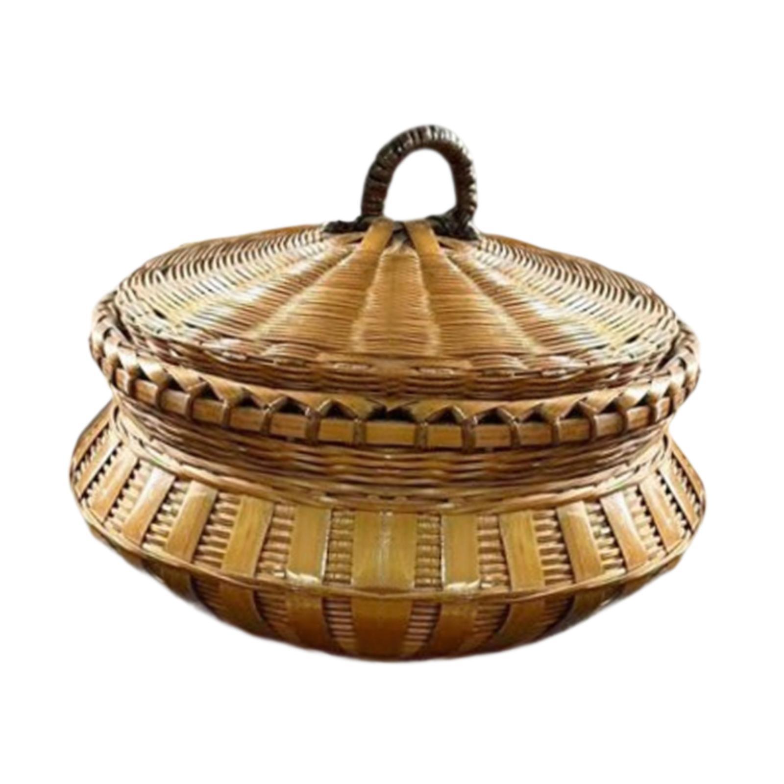 Egg Organizing Multipurpose Handmade Bread Fruit Round Woven Basket Ornament