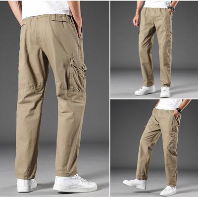 M-6XL İş Kıyafetleri Çok Cepli Pantolon Erkek Bol Büyük Beden Günlük Pantolon Sonbahar ve Kış Şişman Adam Cırt Cırtlı Erkek Pantolonu