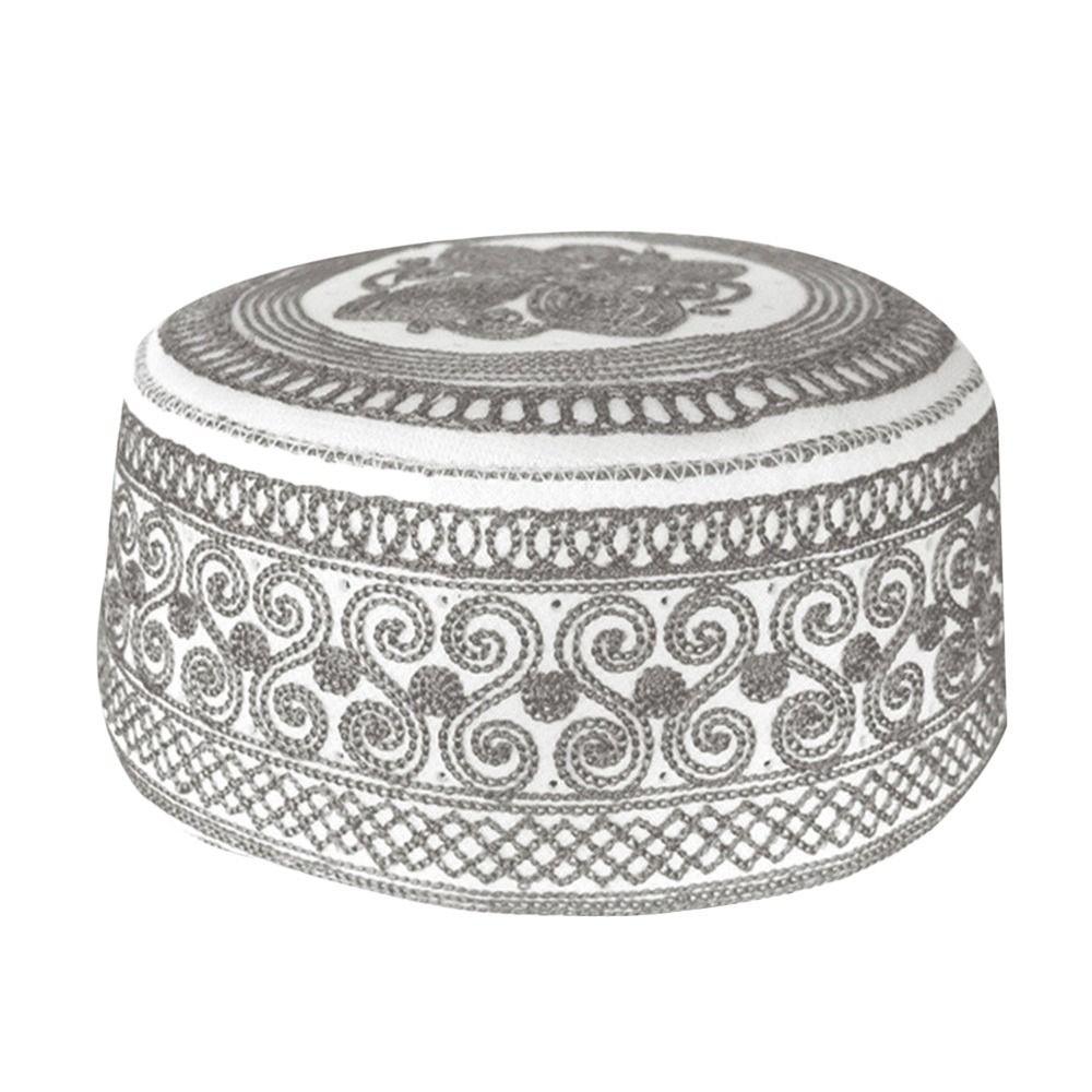 Indian Prayer Hat Muslim Hat Embroidery Turban Saudi Arabian Islam Je India Caps for Men светло-серый