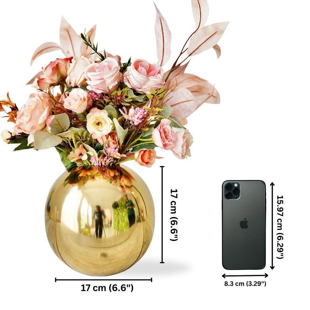 Metal Ball Vase for Home Decor|Round Flower Pot for Bedroom Living Room Office Wedding| | Best Gift |