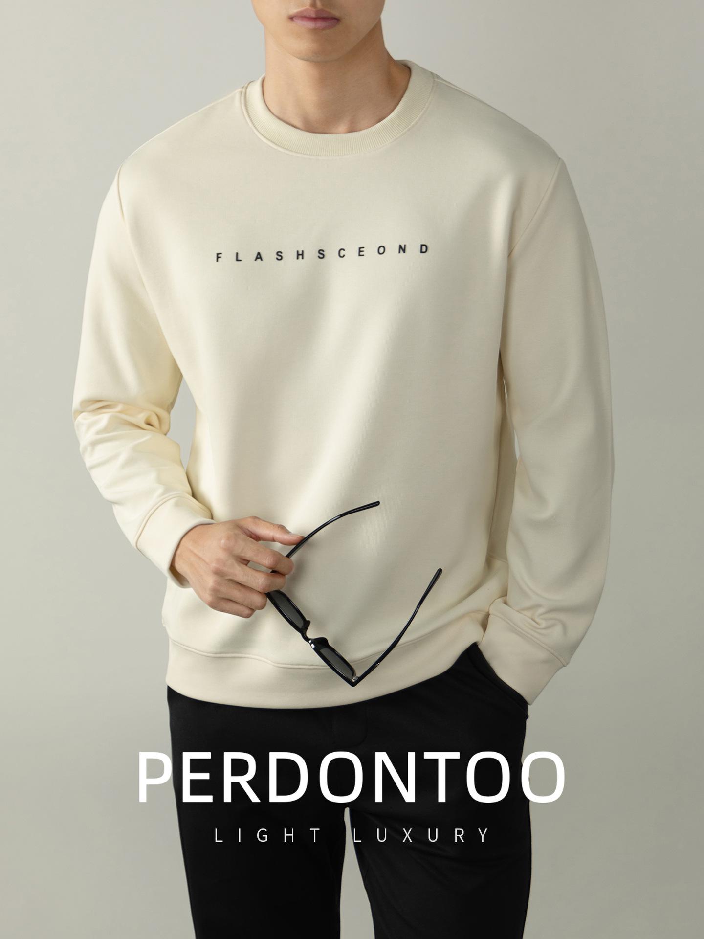 

Men s 2025 Autumn/Winter Japanese Style Heavyweight Crewneck Sweatshirt with 3D Flocking XL