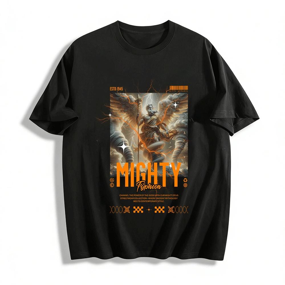 

Мифология Зевс Мощный Тайфун Уличная одежда Повседневная футболка Хлопковая футболка XXS