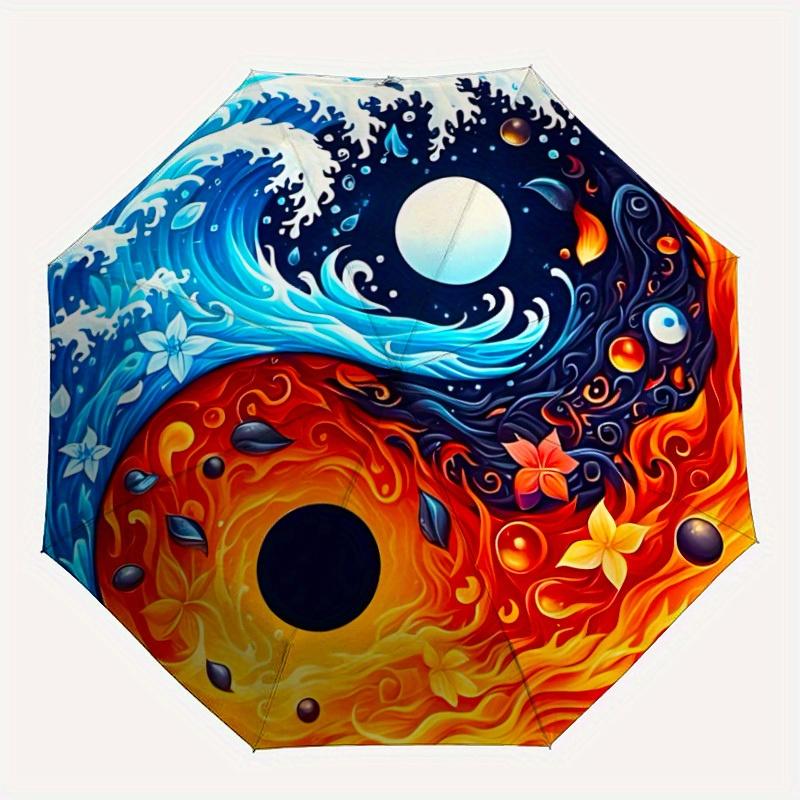 

1pc Yin Yang Symbol Automatic Open/close Folding Umbrella, Compact Portable Travel Umbrella, Durable Construction yy250809126