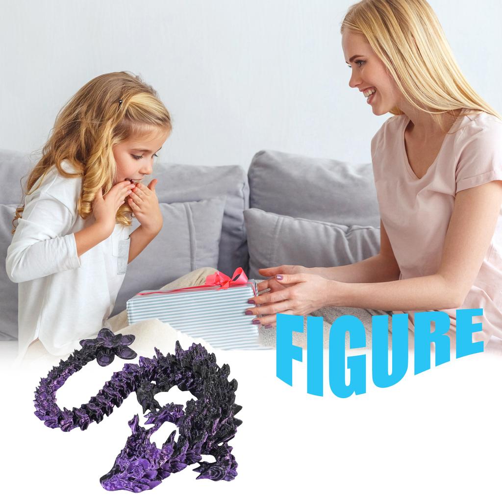 12 Inch Flexible 3D Printed Dragon With Eyes, Articulated 3D Printed Animals, 3D Printed Toys For Anxiety And ADHD Relief, Unique Home Decor