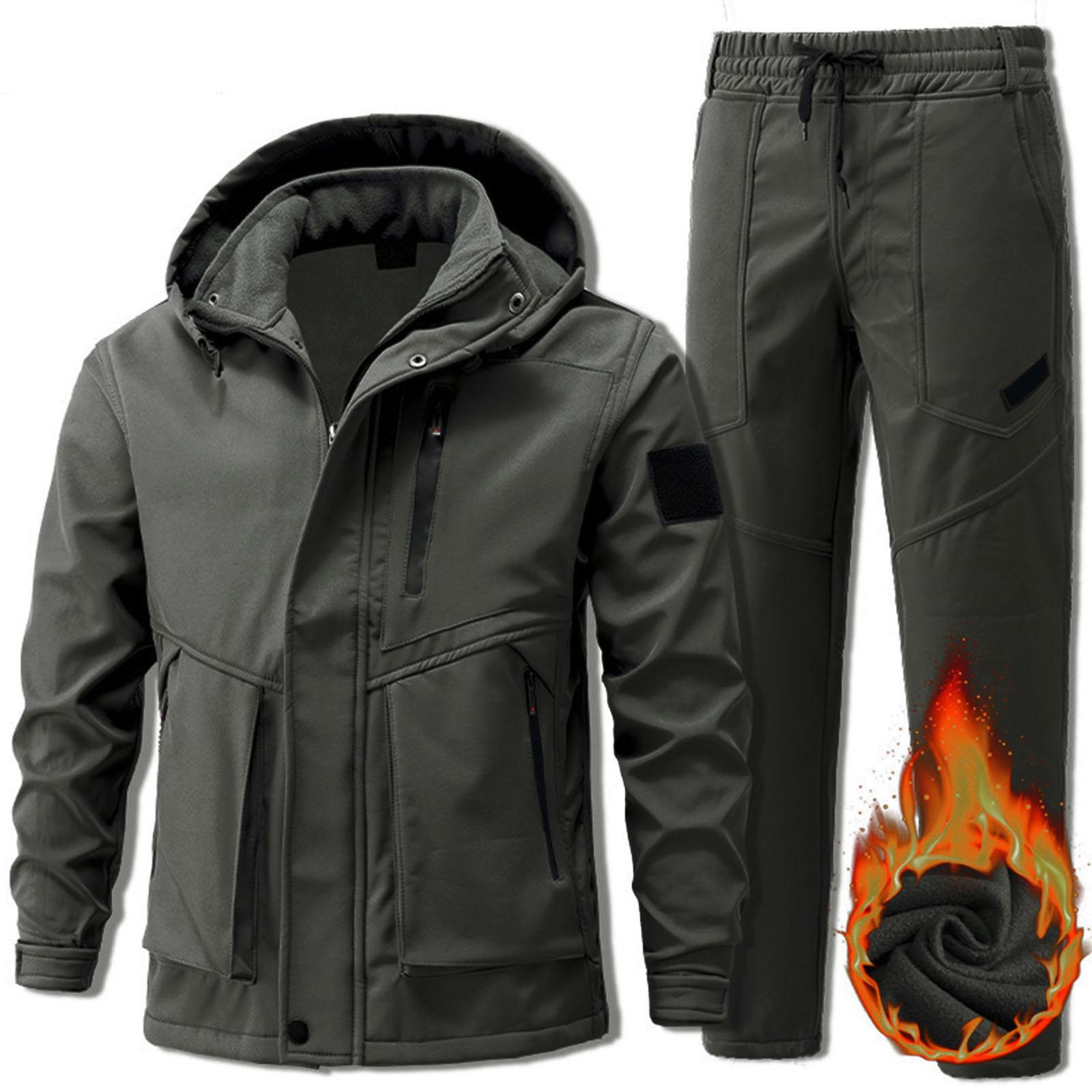 

Мужской костюм для активного отдыха Мужской костюм с плюшевой подкладкой Защита от холода Ветрозащитный Водонепроницаемый Теплый Костюм для велоспорта Альпинизма Костюм для активного отдыха XL