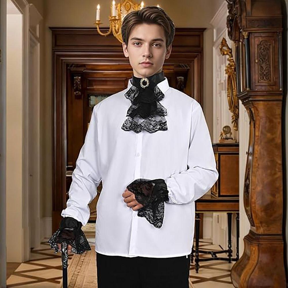 Detachable Lace Jabot Collar Ruffled Steampunk Costume Victorian Lace Jabot Cosplay Events