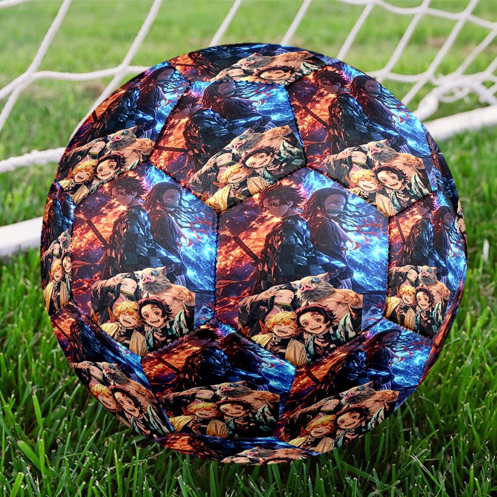 Demon Slayer Print Size 5 Soccer Ball, Standard Match Football for Sports Game and Team Practice, Ideal Gift for Soccer Fans