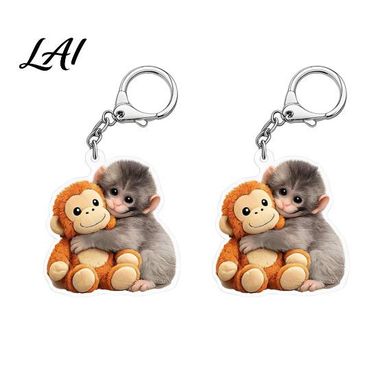 Durable Keychain Charm 2Pcs Punch Monkey Key Chain Pendant Exquisite Workmanship Wear-Resistant