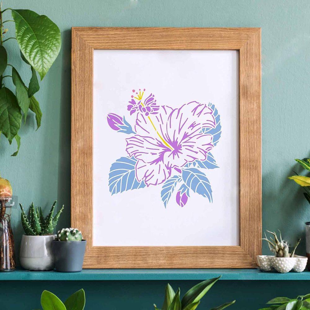 Plastic Reusable Drawing Painting Stencils Templates, for Painting on Scrapbook Fabric Tiles Floor Furniture Wood, Square, Floral Pattern, 300x300mm