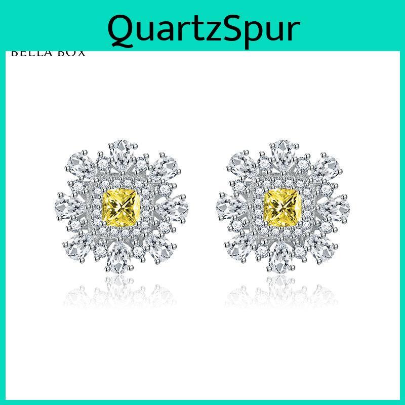 Luxury Bella White Women Box Zircon Stud Earrings Wedding Engagement Party Gift