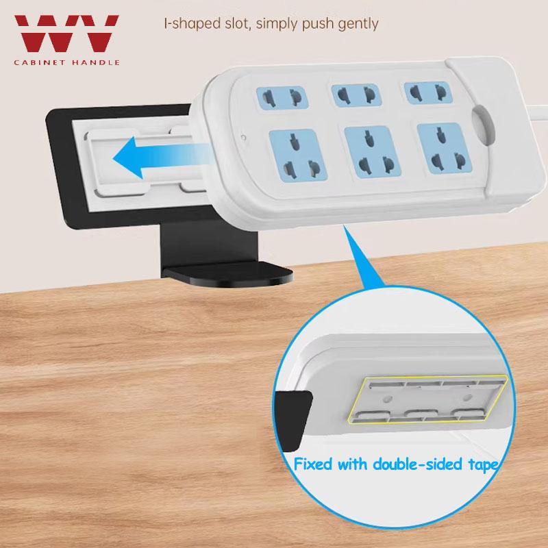 Black/White Under Desk Power Strip Holder – No-Drill Cable Management Tray for Outlet Fixing, Wire Organizing & Shelf Storage