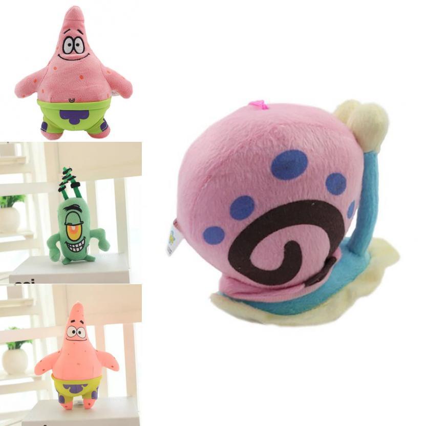 Cute Short Plush Cartoon Octopus Crab Starfish Snail Spongebob Series Toy Set