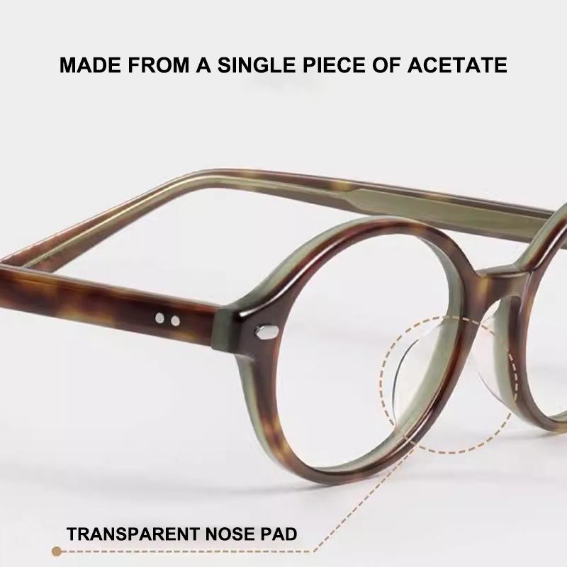 Luxury Style Retro Fashion Glasses Frame High Quality Brand Acetate Small Round Frame Pin Temples Lightweight Design Eyeglasses