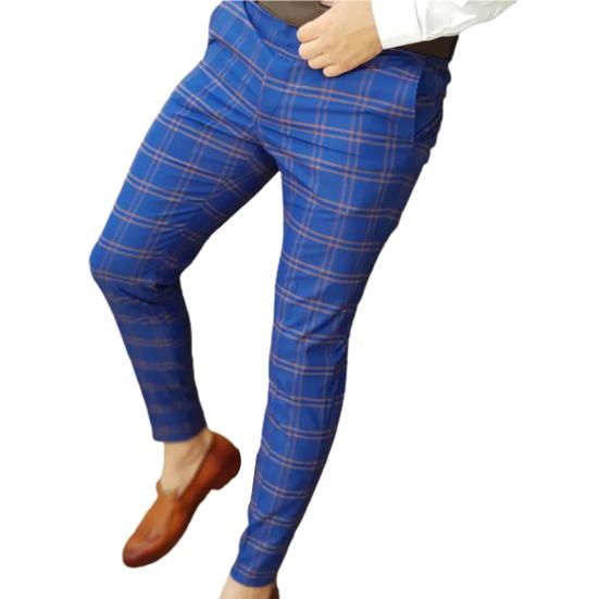 Męskie spodnie Plaid Mid Waist Slim Fit Odporne na zużycie spodnie wiosenne do pracy