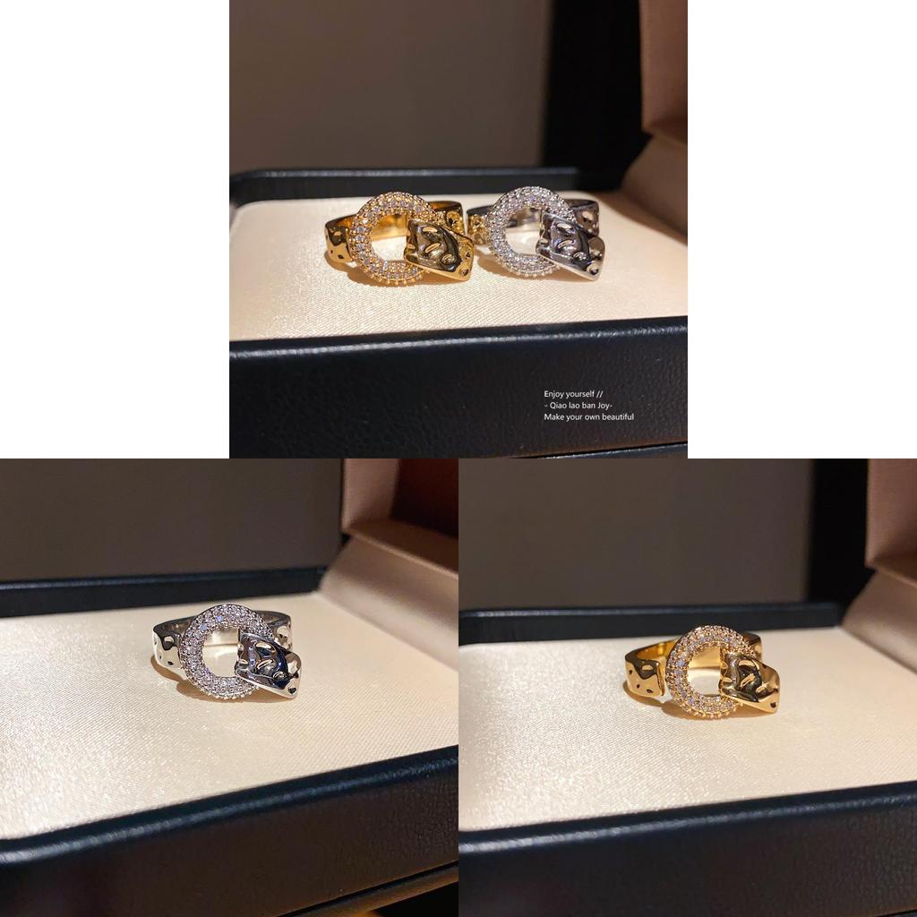 Minimalist Geometric Open Ring For Women With Copper Zirconium And Elegant Design
