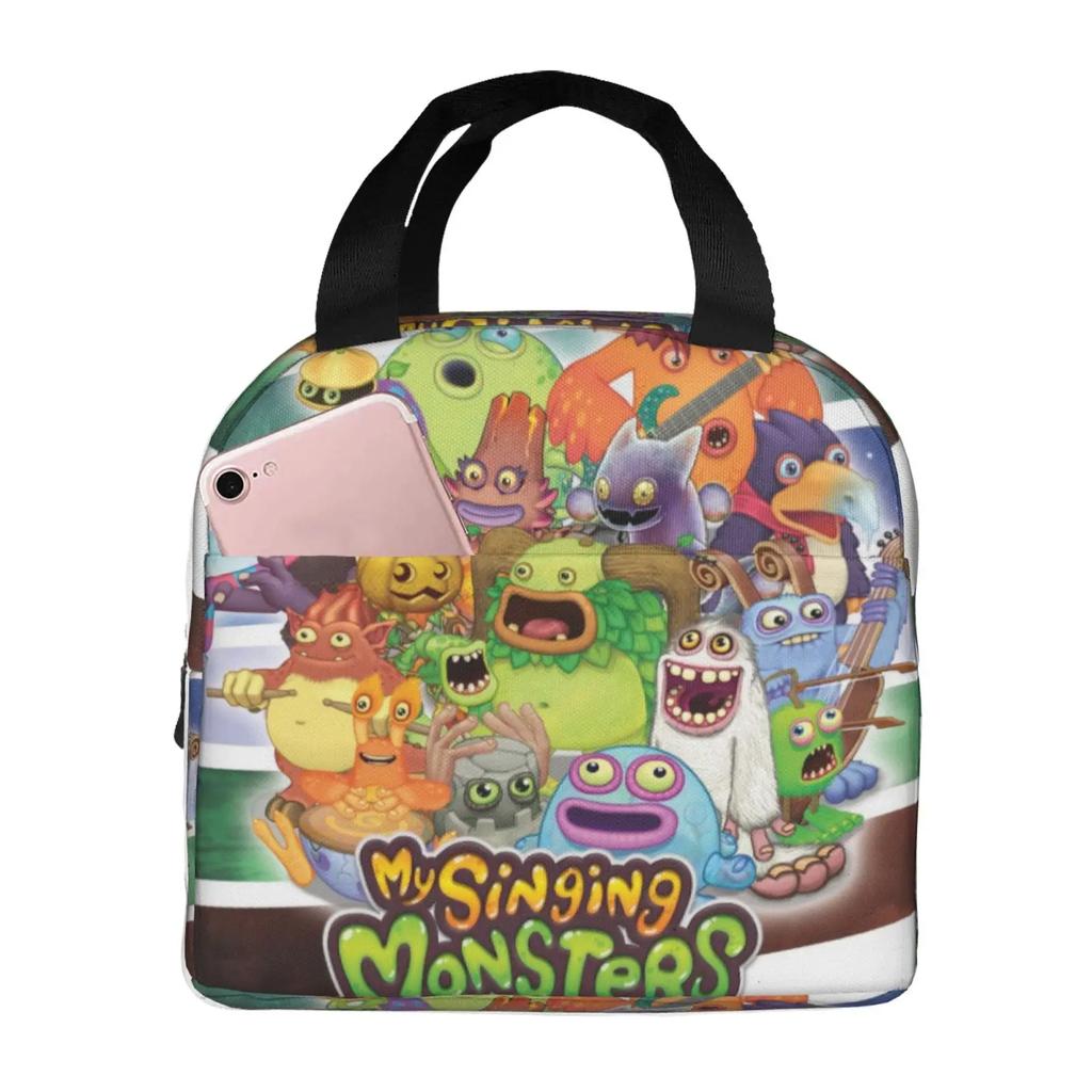 My Singing Monsters Cartoon Insulated Lunch Bag for Camping Travel Video Game Waterproof Thermal Cooler Bento Box Women Kids