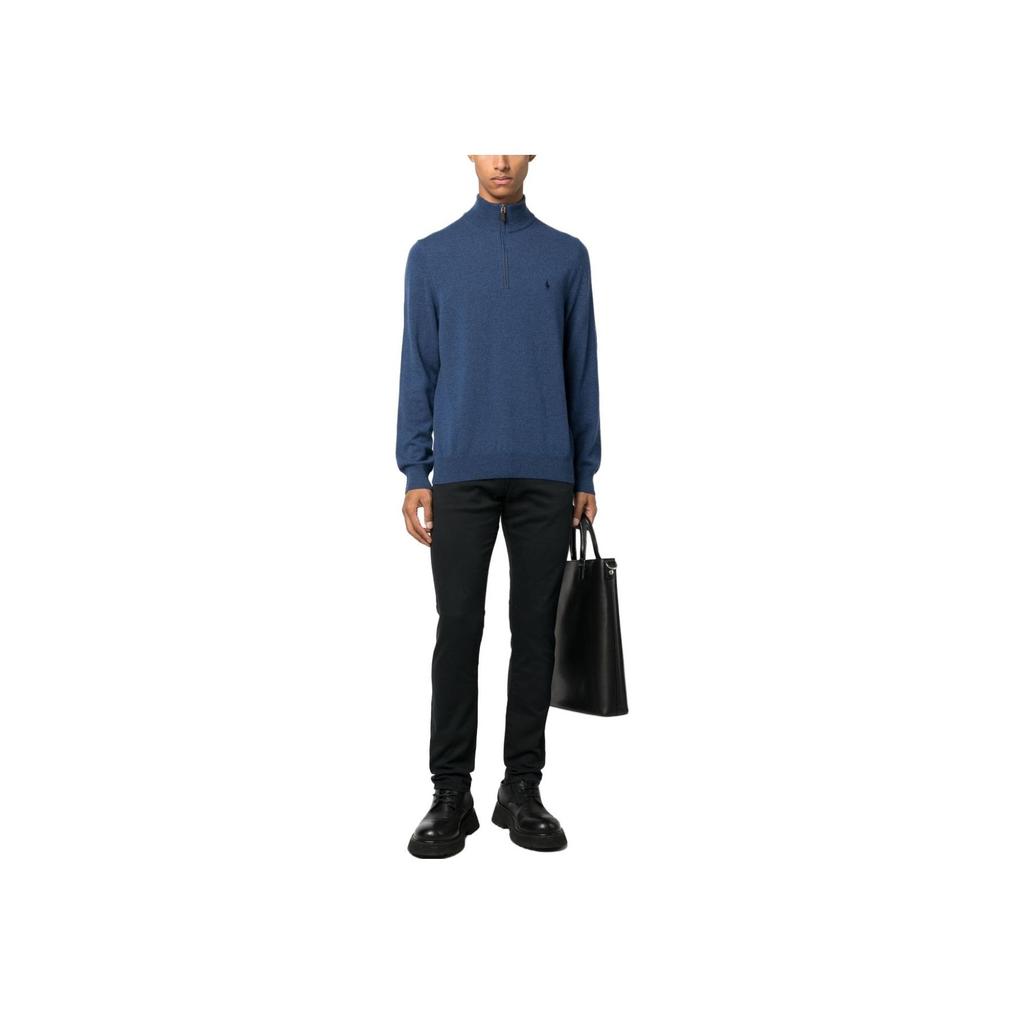 Polo Ralph Lauren Solid Color Half-Zip Long Sleeve Sweater Men sweater Navy-Blue 710876756-012