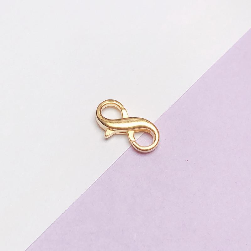 

Замок-карабин из серебра 925 пробы в виде восьмерки с двумя головками для браслетов и ожерелий золотой