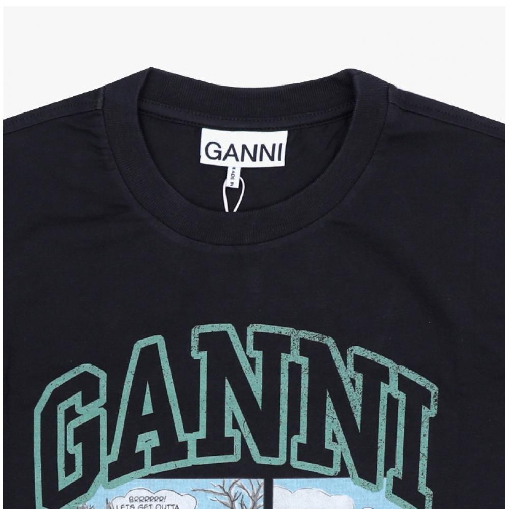 Ganni Bear Comic Teddy Logo Women S Short Sleeve Tee A1050070 252