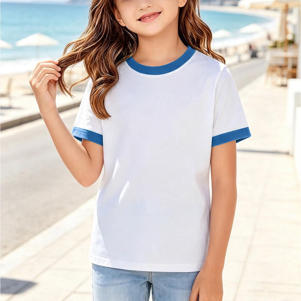 Kids' Basic Color Quick Dry Comfortable Short Sleeve T-Shirt for Boys and Girls